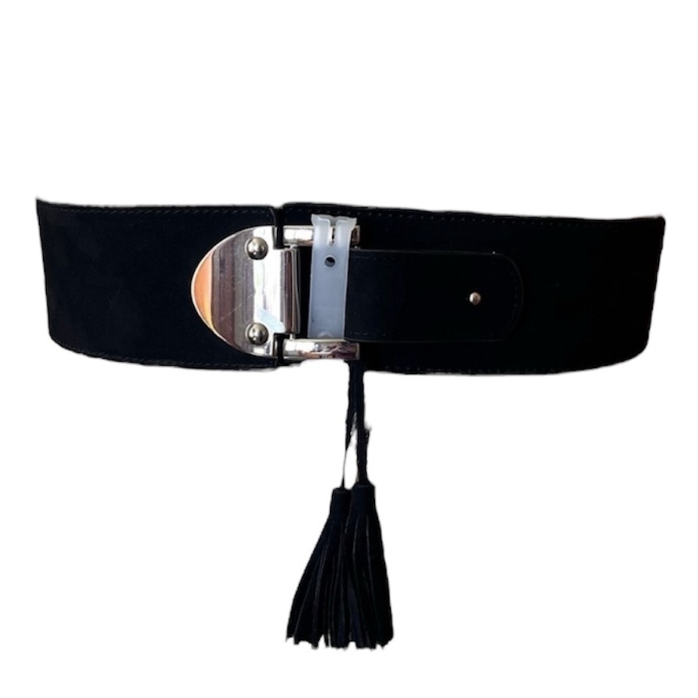 NWT Wide Suede Black Belt w/ Tassels New York & Company